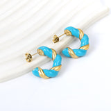 C Shape Twist Drip Earrings 6.4*23mm