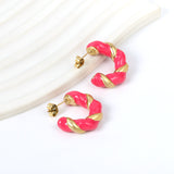 C Shape Twist Drip Earrings 6.4*23mm