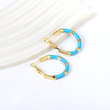 C-Stripe White&Purple&Sky Blue&Pink&Mixed Color Drop Earrings 3*30mm Gold Color