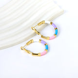 C-Stripe White&Purple&Sky Blue&Pink&Mixed Color Drop Earrings 3*30mm Gold Color