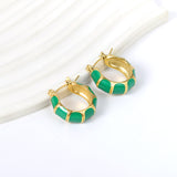 Black&White&Blue&Green C-Shape Bamboo Drip Earrings 7.5*21mm