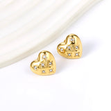 Heart shaped earrings with 6 white diamonds 15*14.3mm