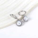 2*14 Circle with Round Twisted Edge with Half White Pearl Earrings 11.6mm