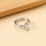 Square solitaire ring with white diamonds