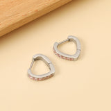 Heart Shaped Circle with White & Pink Diamonds Ear Clips 2.8*14.*12.8mm