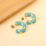 C Shape Twist Drip Earrings 6.4*23mm