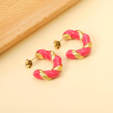 C Shape Twist Drip Earrings 6.4*23mm