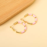 C-Stripe White&Purple&Sky Blue&Pink&Mixed Color Drop Earrings 3*30mm Gold Color