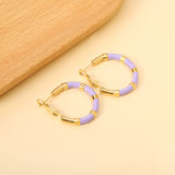 C-Stripe White&Purple&Sky Blue&Pink&Mixed Color Drop Earrings 3*30mm Gold Color