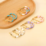 C-Stripe White&Purple&Sky Blue&Pink&Mixed Color Drop Earrings 3*30mm Gold Color