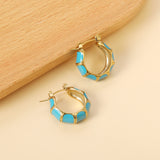 Black&White&Blue&Green C-Shape Bamboo Drip Earrings 7.5*21mm