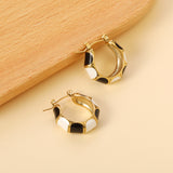 Black&White&Blue&Green C-Shape Bamboo Drip Earrings 7.5*21mm