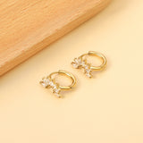 Half Petal with 7 diamonds white diamond ear clips 2.5*15.5mm