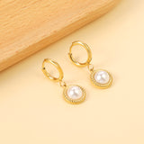 2*10mm I.D. earrings+11.6mm round twisted edge with half tiger's eye/half white pearl earrings gold/steel color