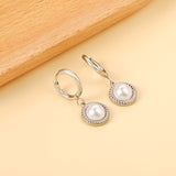 2*14 Circle with Round Twisted Edge with Half White Pearl Earrings 11.6mm