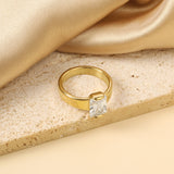 Square solitaire ring with white diamonds