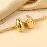 Teardrop Hollow with White Diamonds Earrings 16.2*26mm