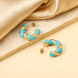 C Shape Twist Drip Earrings 6.4*23mm