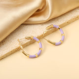 C-Stripe White&Purple&Sky Blue&Pink&Mixed Color Drop Earrings 3*30mm Gold Color