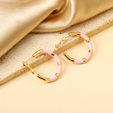 C-Stripe White&Purple&Sky Blue&Pink&Mixed Color Drop Earrings 3*30mm Gold Color