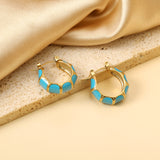 Black&White&Blue&Green C-Shape Bamboo Drip Earrings 7.5*21mm