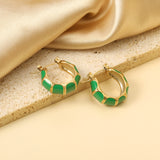 Black&White&Blue&Green C-Shape Bamboo Drip Earrings 7.5*21mm