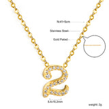 1-9 Arabic Numerals with White Diamonds Pendant Necklace 41+5cm