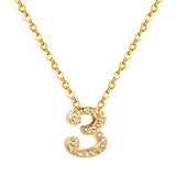 1-9 Arabic Numerals with White Diamonds Pendant Necklace 41+5cm