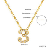 1-9 Arabic Numerals with White Diamonds Pendant Necklace 41+5cm