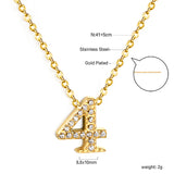 1-9 Arabic Numerals with White Diamonds Pendant Necklace 41+5cm