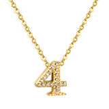 1-9 Arabic Numerals with White Diamonds Pendant Necklace 41+5cm