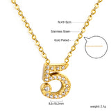 1-9 Arabic Numerals with White Diamonds Pendant Necklace 41+5cm