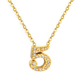 1-9 Arabic Numerals with White Diamonds Pendant Necklace 41+5cm