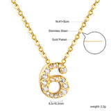 1-9 Arabic Numerals with White Diamonds Pendant Necklace 41+5cm