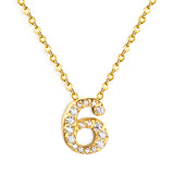 1-9 Arabic Numerals with White Diamonds Pendant Necklace 41+5cm