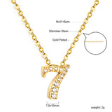 1-9 Arabic Numerals with White Diamonds Pendant Necklace 41+5cm