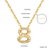 1-9 Arabic Numerals with White Diamonds Pendant Necklace 41+5cm