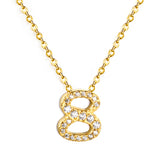 1-9 Arabic Numerals with White Diamonds Pendant Necklace 41+5cm