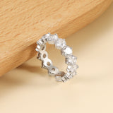 New white stone ring female light luxury sense of high class with elegant temperament metal wind