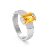 Square solitaire ring with yellow diamonds