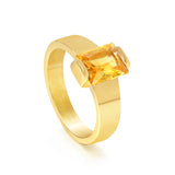 Square solitaire ring with yellow diamonds