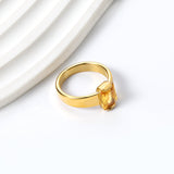 Square solitaire ring with yellow diamonds