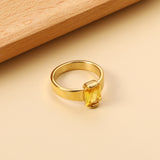 Square solitaire ring with yellow diamonds