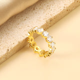 New white stone ring female light luxury sense of high class with elegant temperament metal wind