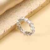 New white stone ring female light luxury sense of high class with elegant temperament metal wind