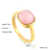 Square band with Pink natural stone ring