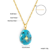 Aquamarine teardrop shaped stone with gold octopus pendant 13.4*18.8mm Necklace 40+5cm Gold color