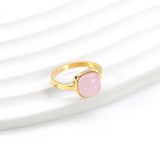 Square band with Pink natural stone ring