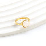 Square band with White natural stone ring