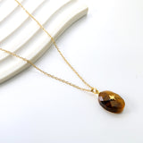 Earthy Yellow Oval Stone with Gold Octopus Pendant 13.4*18.8mm Necklace 40+5cm Gold color